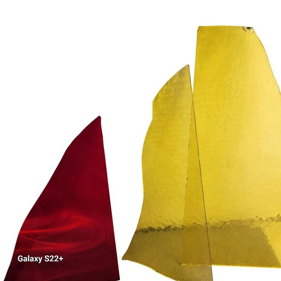 Red & Yellow Stained Glass Pieces For Crafts & DIY Projects  5 Pieces Varied Sha - Picture 1 of 10